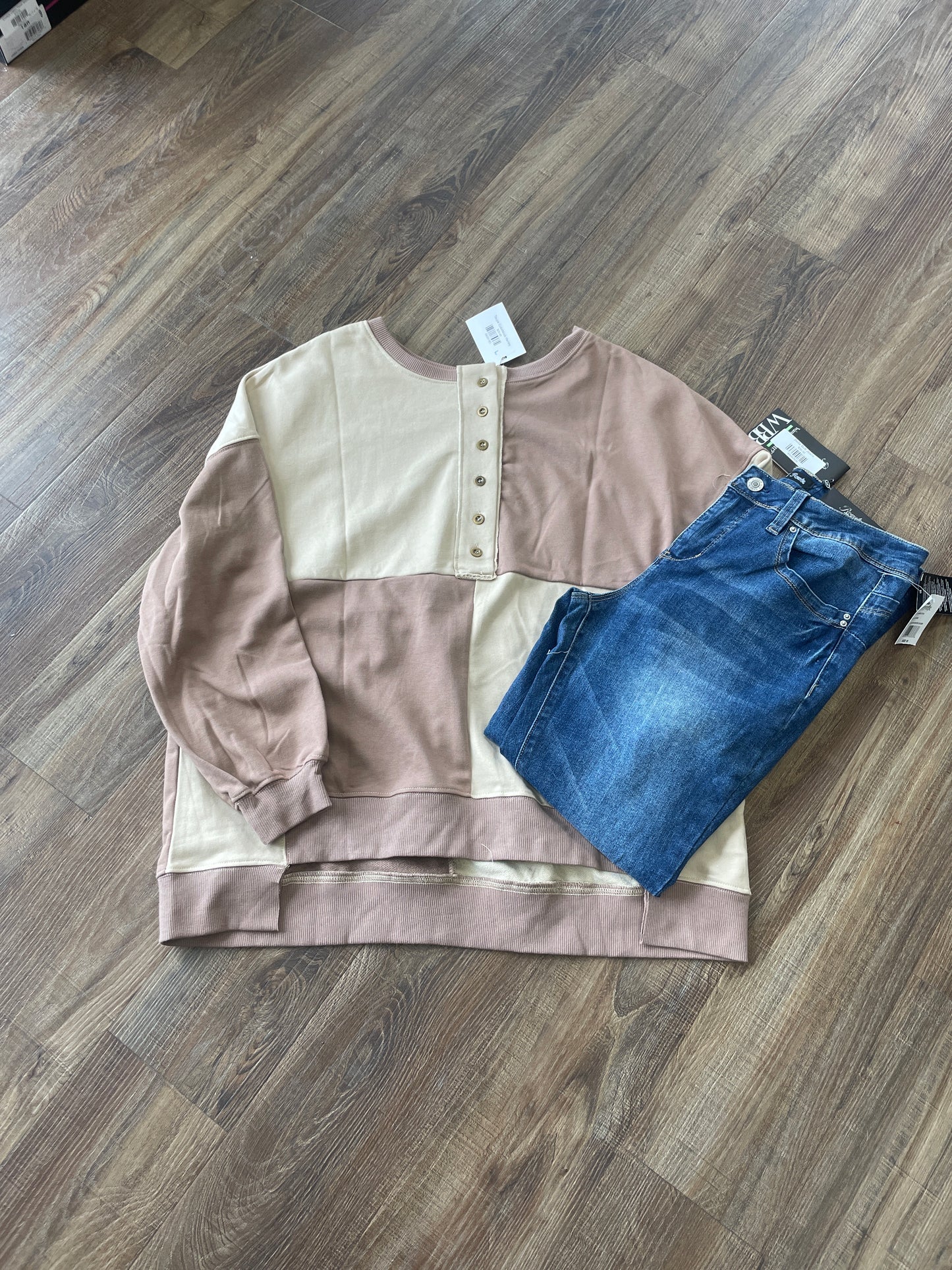 Taupe Colorblock Henley