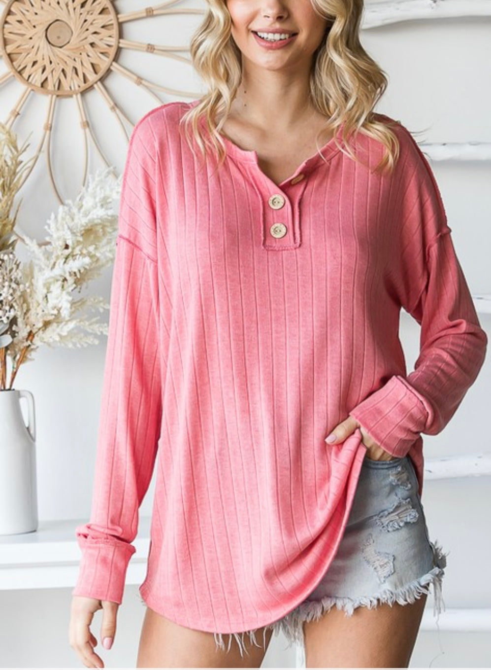 Sweet Candy Rose Henley