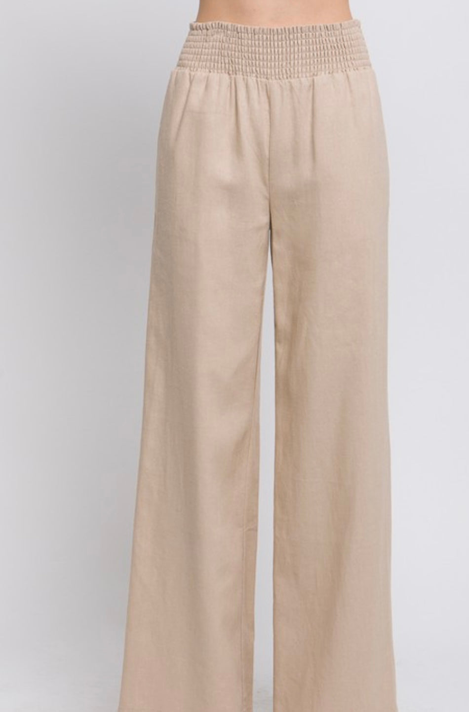 Linen Pants with Smocked Waist