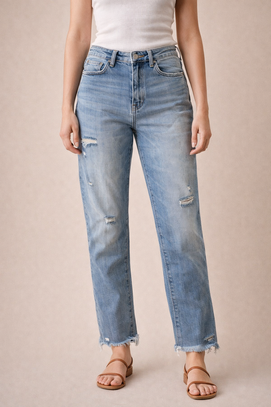 Vervet Frayed Crop