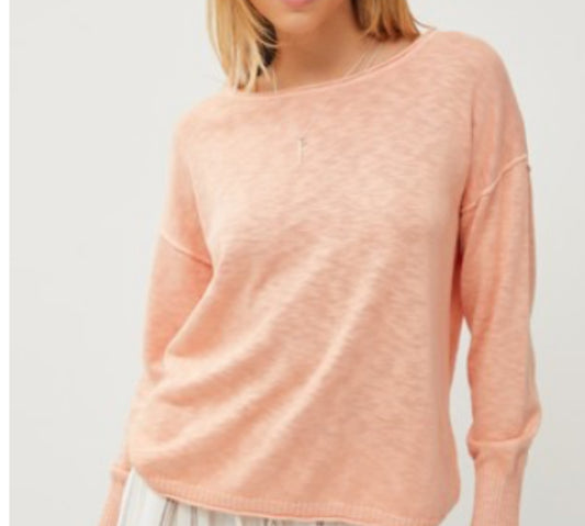 Perfectly Peach boat neck sweater