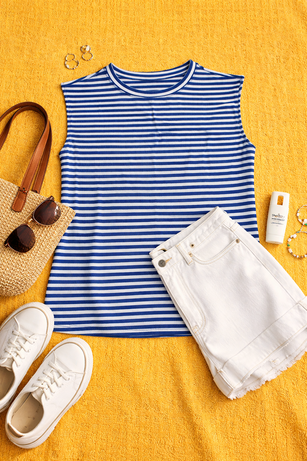 Airy Blue Ribbed Tee