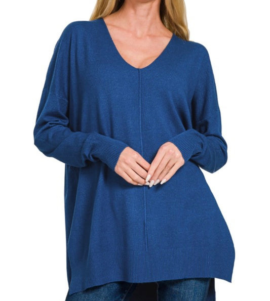 Heather Navy Vneck